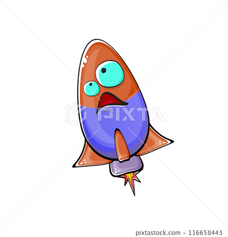 Rocket spaceship character. Cartoon space rocket isolated on transparent background. Funky spaceship and shuttle character with eyes and mouth. Vector retro space ship clip art, emoji and sticker Rocket spaceship character. Cartoon space rocket isolated on transparent background. Funky spaceship and shuttle character with eyes and mouth. Vector retro space ship clip art, emoji and sticker 116658443