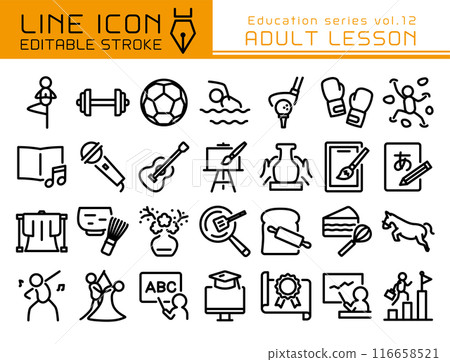 Line Icon Education Series vol.12 Adult Lessons Line Icon Education Series vol.12 Adult Lessons 116658521