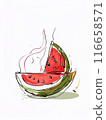 Watermelon red fresh fruit vertical illustration, tasty juice berry 116658571