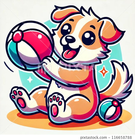 一隻狗拿球的插圖 一隻狗拿球的插圖 116658788