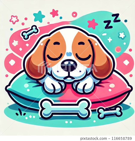 一隻狗打盹的插圖 一隻狗打盹的插圖 116658789