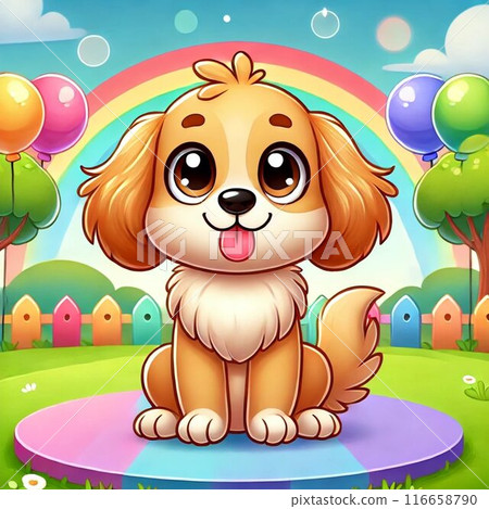 一隻可愛的狗坐著的插圖 116658790