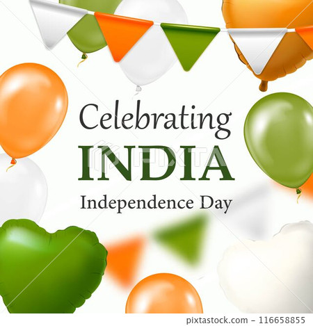 Indian Independence Day realistic balloons. Indian Independence Day realistic balloons. 116658855
