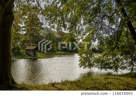 Landscape on the shores of lake Frederiksborg in Hillerod. Denmark. 116658993