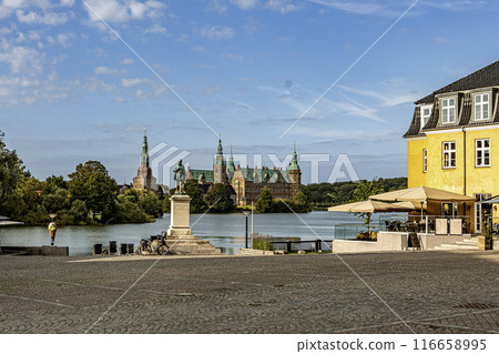 hillerod village jetty on lake frederiskborg. Denmark. 116658995