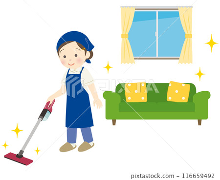 女員工作為管家打掃房間 116659492
