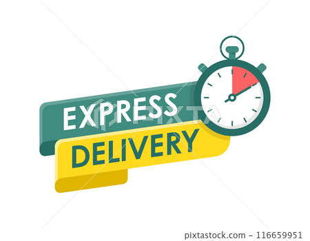 Express delivery icon in flat style. Fast shipping vector illustration on isolated background. Commercial service sign business concept. Express delivery icon in flat style. Fast shipping vector illustration on isolated background. Commercial service sign business concept. 116659951