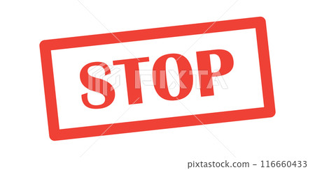 Stop stamp icon in flat style. Control vector illustration on isolated background. Attention sign business concept. 116660433