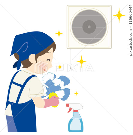 女工作人員擔任管家清潔換氣扇 116660444