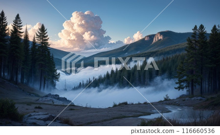 風景067雲海中漂浮的山 116660536