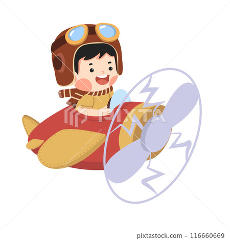 Cute Kid Pilot Flying Plane Cute Kid Pilot Flying Plane 116660669
