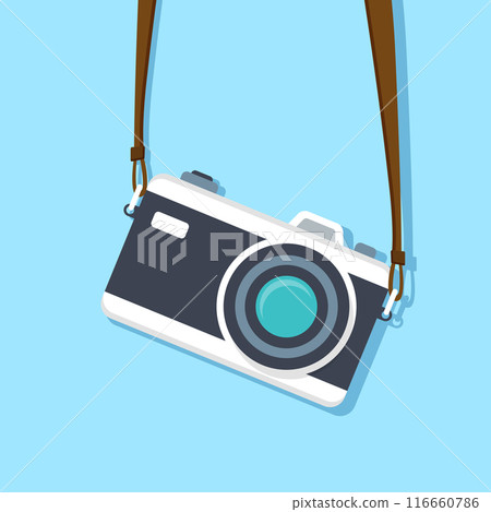 Camera icon in flat style. Photography vector illustration on isolated background. Photo sign business concept. Camera icon in flat style. Photography vector illustration on isolated background. Photo sign business concept. 116660786