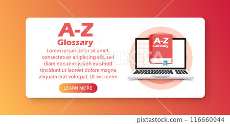 Glossary book with laptop icon in flat style. Guidebook encyclopedia vector illustration on isolated background. A-Z computer sign business concept. Glossary book with laptop icon in flat style. Guidebook encyclopedia vector illustration on isolated background. A-Z computer sign business concept. 116660944
