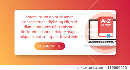 Glossary book with laptop icon in flat style. Guidebook encyclopedia vector illustration on isolated background. A-Z computer sign business concept. Glossary book with laptop icon in flat style. Guidebook encyclopedia vector illustration on isolated background. A-Z computer sign business concept. 116660950