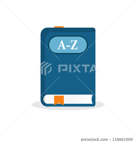 Glossary book icon in flat style. Guidebook encyclopedia vector illustration on isolated background. A-Z notebook sign business concept. 116661000