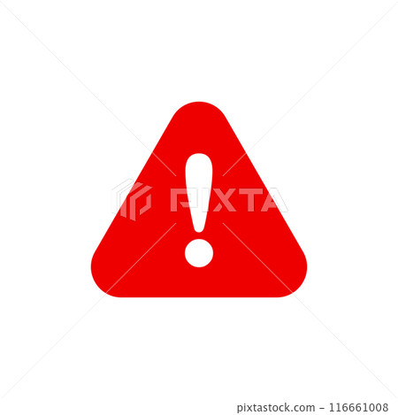 Attention sign with exclamation mark icon in flat style. Error vector illustration on isolated background. Caution sign business concept. 116661008