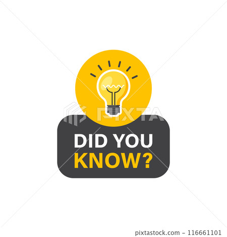 Did you know icon in flat style. Banner with frame and bulb vector illustration on white isolated background. Explanation sign business concept. 116661101