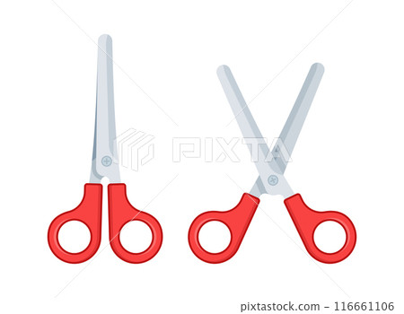 Scissor icon in flat style. Cutting hair equipment vector illustration on isolated background. Hairdressing sign business concept. 116661106