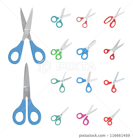 Scissor icon set in flat style. Cutting hair equipment vector illustration on isolated background. Hairdressing sign business concept. 116661489