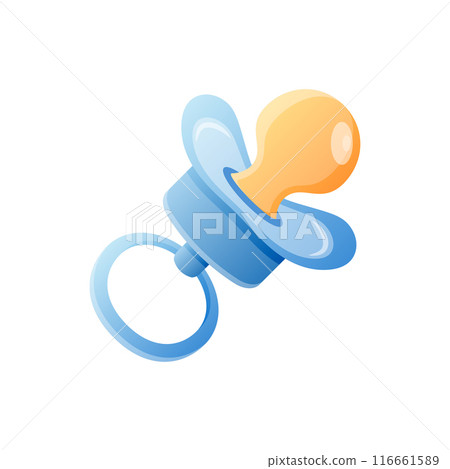 Baby pacifier icon in flat style. Nipple for newborn child vector illustration on isolated background. Soother sign business concept. 116661589