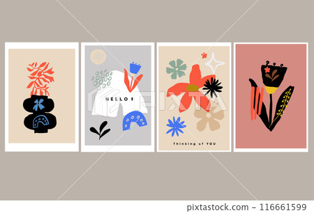 Colorful doodle floral market design poster 116661599