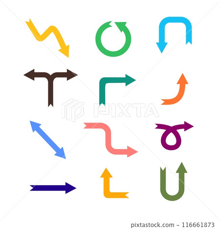 Simple hand-drawn colored arrows 116661873
