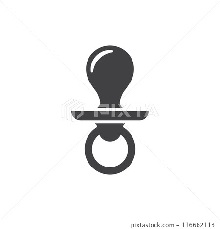 Baby pacifier icon in flat style. Nipple for newborn child vector illustration on isolated background. Soother sign business concept. 116662113