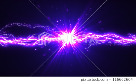 Lightning effect image material | Purple lightning collision CG art 116662604