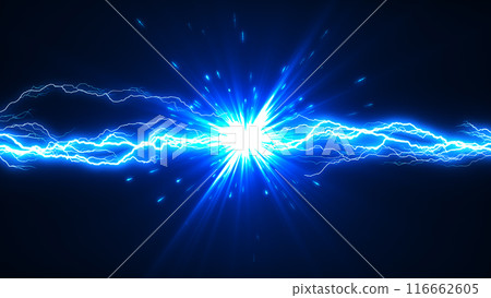 Lightning effect image material | Blue lightning collision CG art Lightning effect image material | Blue lightning collision CG art 116662605