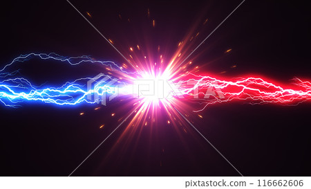 Lightning effect image material | Red and blue lightning collision CG art Lightning effect image material | Red and blue lightning collision CG art 116662606