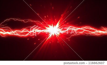 Lightning effect image material | Red lightning collision CG art 116662607