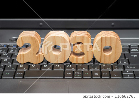 Numbers for 2030 on a laptop 116662763