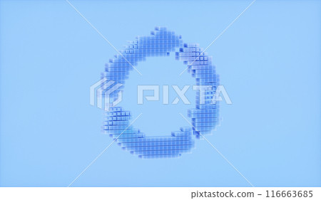 Abstract 3d recycle icon. Green technology concept. pixel art style. Abstract 3d recycle icon. Green technology concept. pixel art style. 116663685