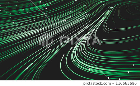 Abstract green digital technology background. Big data visualization. High speed Network connection structure. 3d render. Abstract green digital technology background. Big data visualization. High speed Network connection structure. 3d render. 116663686
