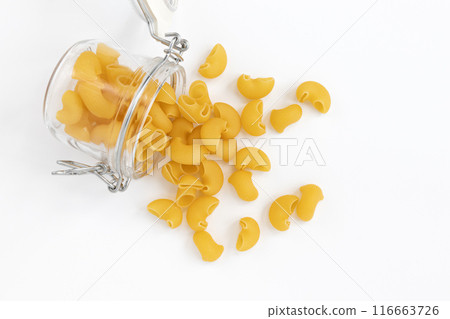 uncooked pipe rigate pasta isolated on white background 116663726