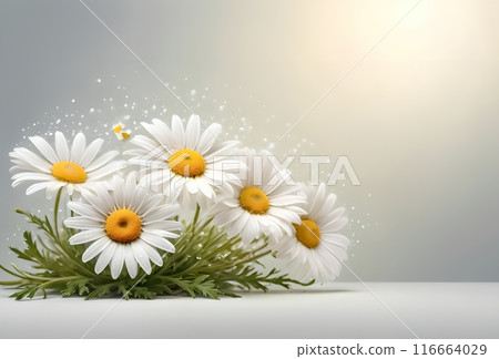 beautiful abstract background with white daisies flowers 116664029