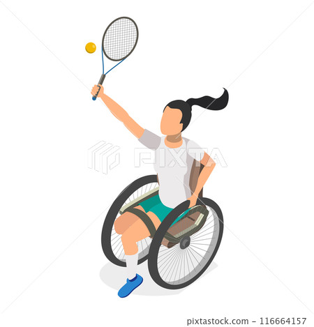3D Isometric Flat Vector Set of Paralympians, Sportsmen with Disabilities. Item 11 116664157