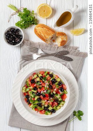 Turkish Shepherd Salad, Coban Salatasi in a bowl 116664181
