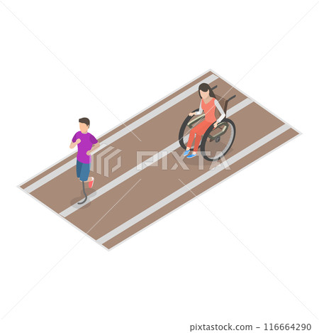 3D Isometric Flat Vector Illustration of Disabled People In Social Environment, Accessible City Environment. Item 2 3D Isometric Flat Vector Illustration of Disabled People In Social Environment, Accessible City Environment. Item 2 116664290