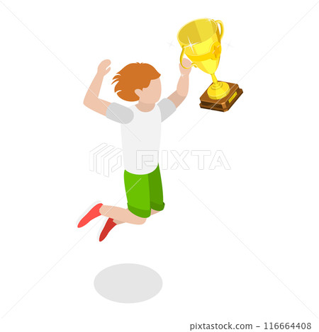 3D Isometric Flat Illustration of Jumping Happy Kids, Back to School. Item 2 116664408