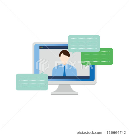 Image illustrations of online classes and online interviews 116664742