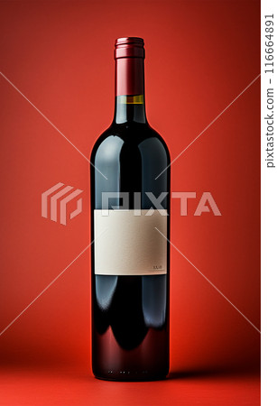 Bottle of red wine, elite delicious wine, isolated background - AI generated image 116664891