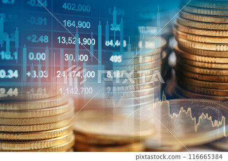 Stock market finance business, economy trend graph digital technology. 116665384