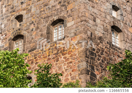 vintage architectural background, fragment of walls of an old castle 116665556