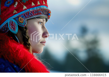 Sami national day celebration with traditional clothing and cultural performance 116666415