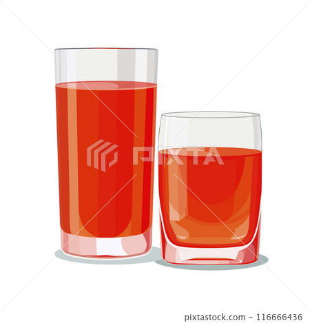 Full glasses of orange juice. Isolated vector summer drink for flat design Full glasses of orange juice. Isolated vector summer drink for flat design 116666436
