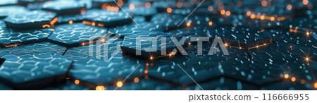 Abstract Blue Molecular Structure With Bokeh Effect 116666955