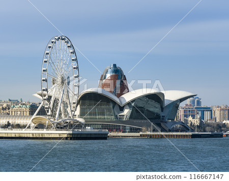 Shopping mall and white Ferris wheel in Baku, Azerbaijan 116667147