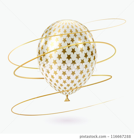 Gold White balloon. Luxury realistic balloons. Star pattern. Gold White balloon. Luxury realistic balloons. Star pattern. 116667288
