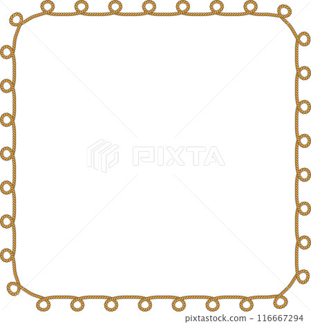 Square rope frame isolated on white background. Twisted cord. 116667294